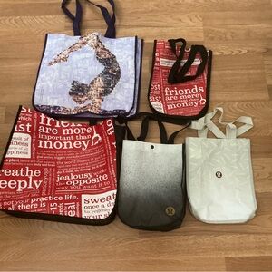 lululemon athletica rare red and black grey multicolored Set of 5 shopping bag